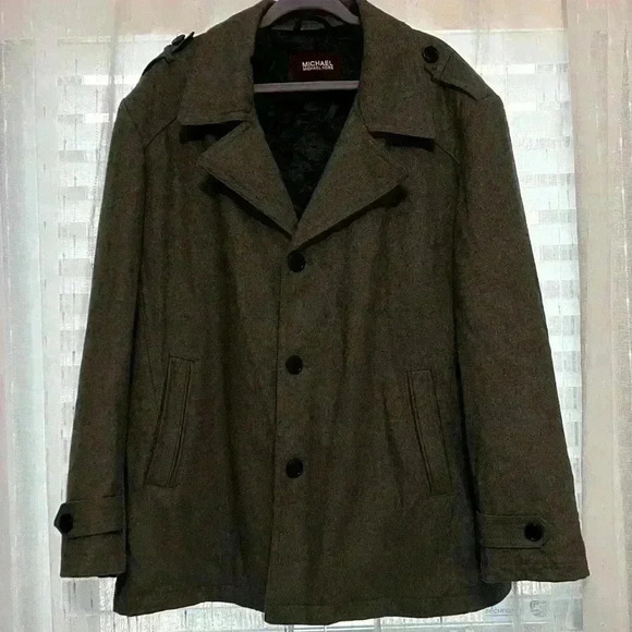 Michael Kors Quilted Coat Men’s Brown Wool Quilted - Picture 1 of 5